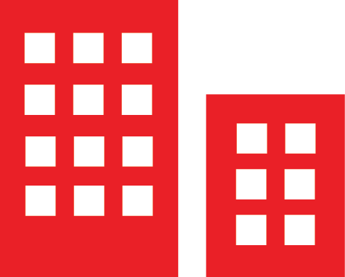 Decorative icon of two buildings