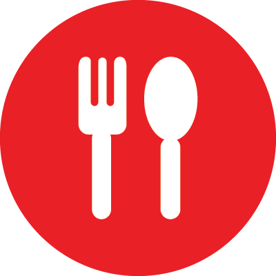 Decorative icon of a spoon and fork
