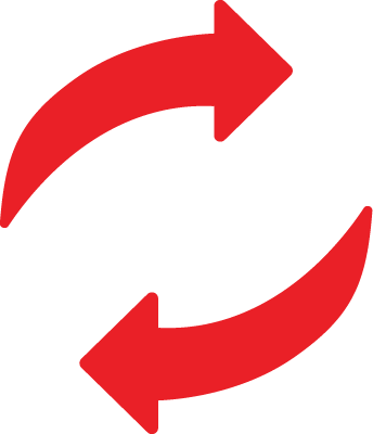 Decorative icon of two arrows in a circle