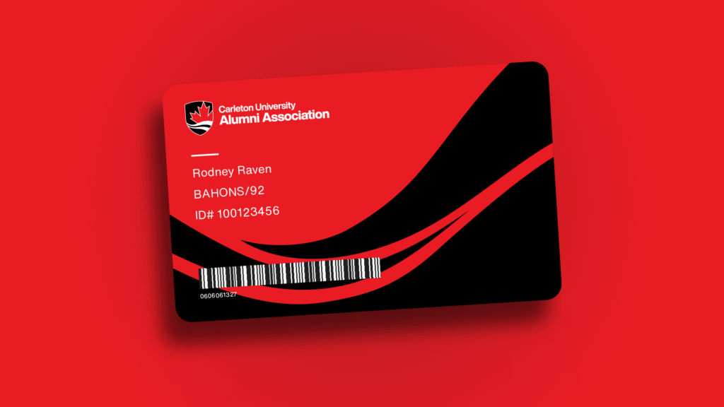 Image that shows a mockup of the Carleton Alumni ID Cards