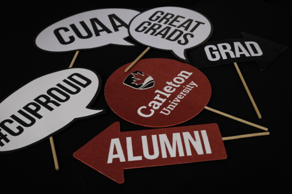 Alumni branded photobooth props