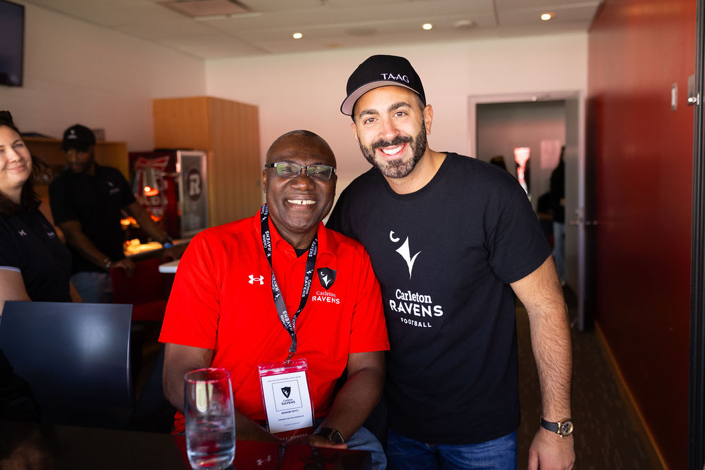 Carleton President Wisdom Tettey and Andrew Abraham at the 56th Panda Game