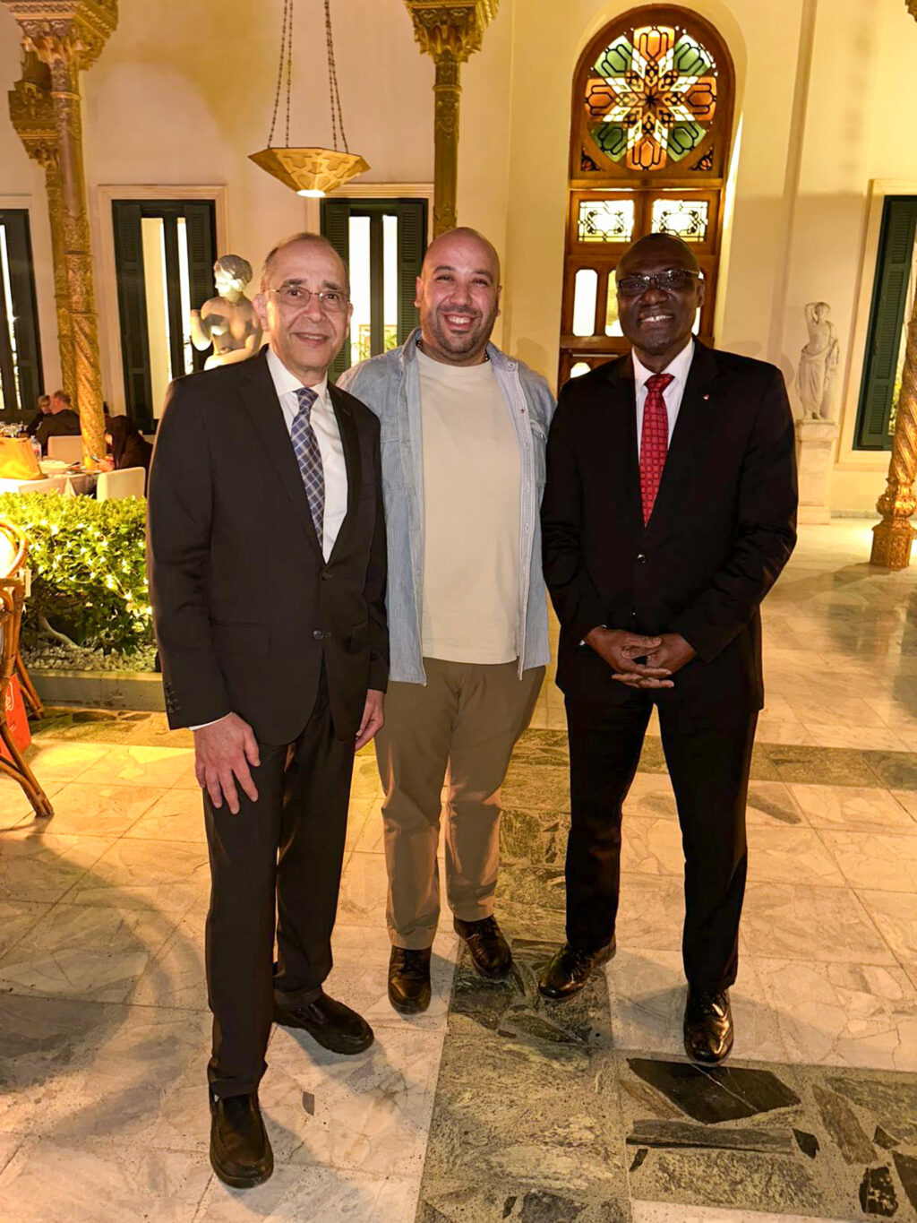 Vice-President Goubran, a Carleton alumnus and President Tettey at the Carleton University reception in Cairo, Egypt.