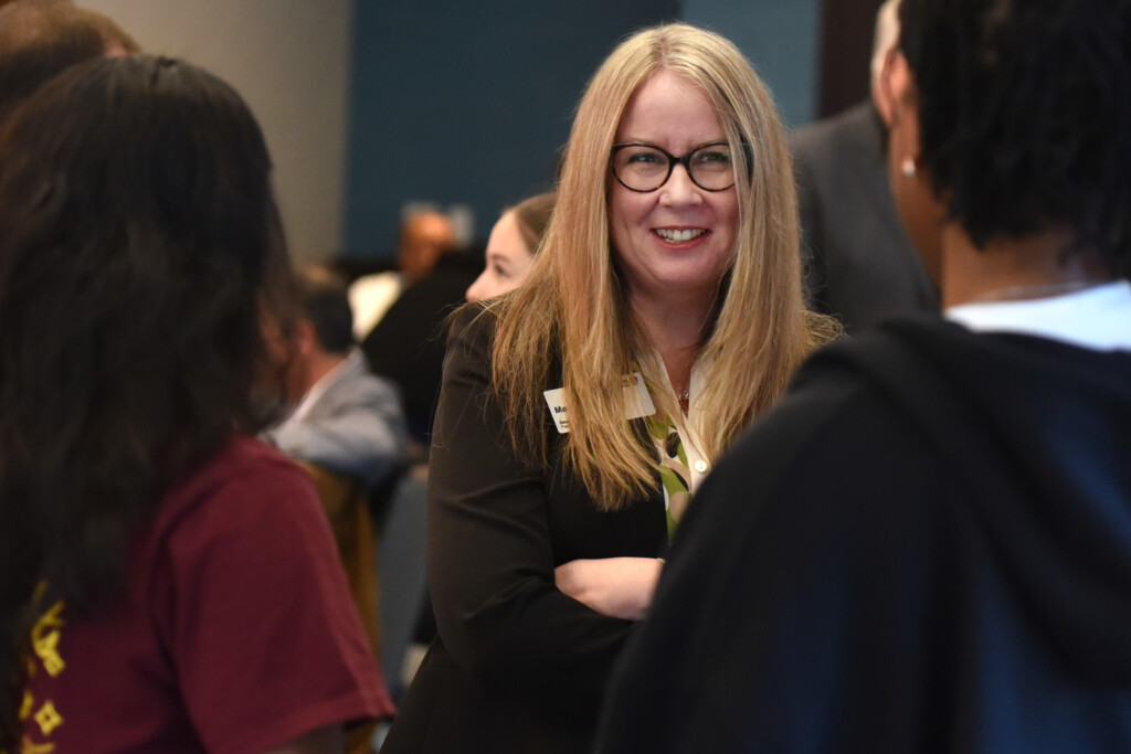 a photo of dean Mary Francoli smiling. 