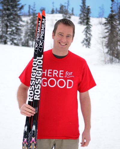 Stephen on the slopes as he prepares to teach a session at the Yellowknife Ski Club